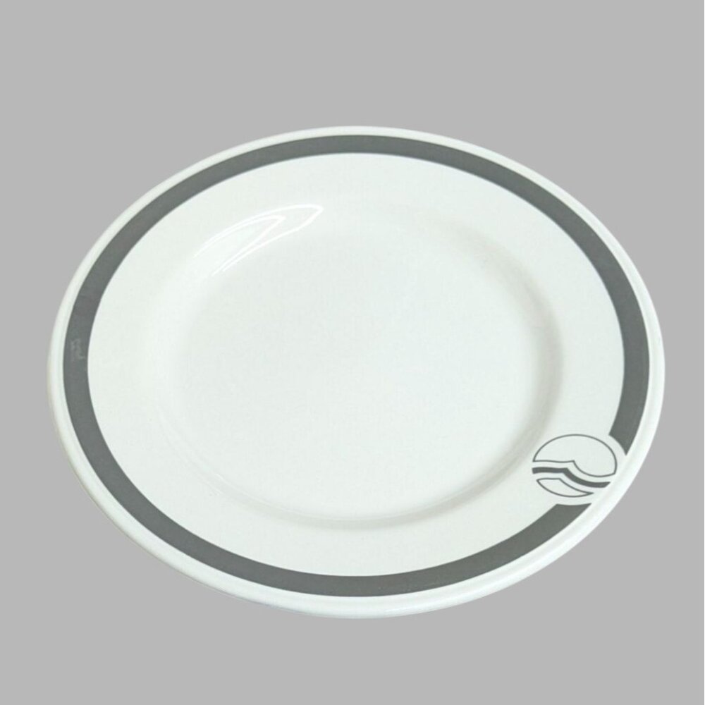 Buffalo China Plate 10" Gray Rim Restaurant Ware Logo USA Diner Commercial